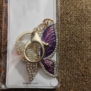 Elegant Purple and Gold Butterfly Keychain